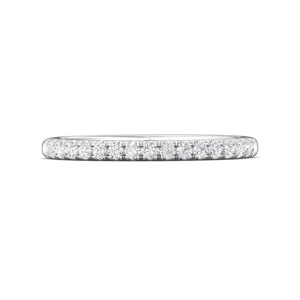 FlyerFit® 14K White Gold Micropave Cutdown Wedding Band