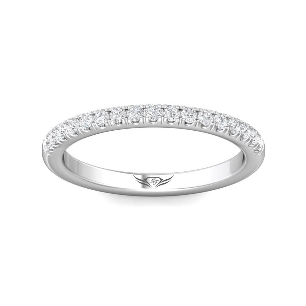 FlyerFit® 14K White Gold Micropave Cutdown Wedding Band
