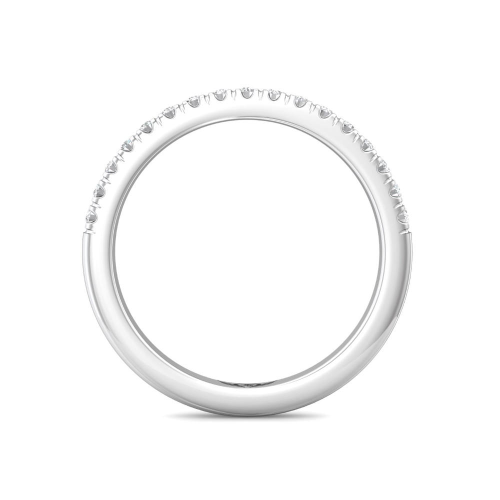 FlyerFit® 14K White Gold Micropave Cutdown Wedding Band