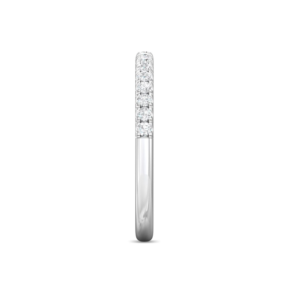 FlyerFit® 14K White Gold Micropave Cutdown Wedding Band