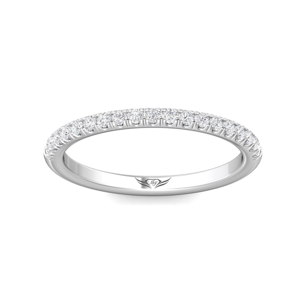 FlyerFit® 14K White Gold Micropave Cutdown Wedding Band