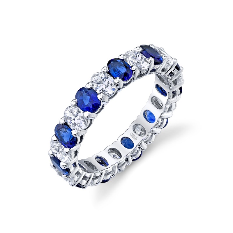 Sapphire and Oval Diamond Eternity Band