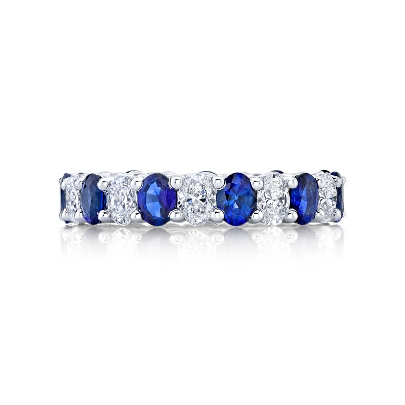 Sapphire and Oval Diamond Eternity Band