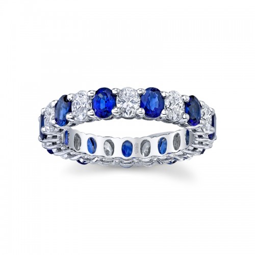 Sapphire and Oval Diamond Eternity Band