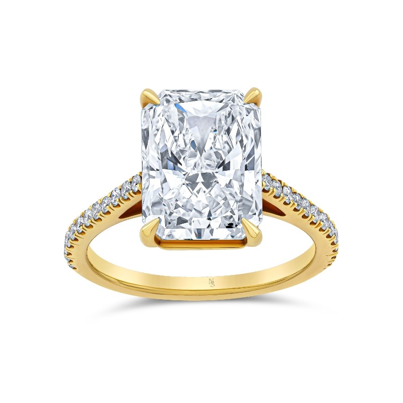 5.02 Carat Radiant Diamond Ring with Pave Band