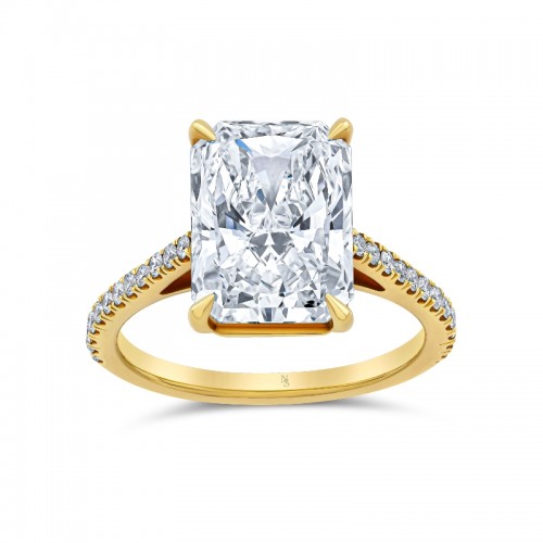 5.02 Carat Radiant Diamond Ring with Pave Band