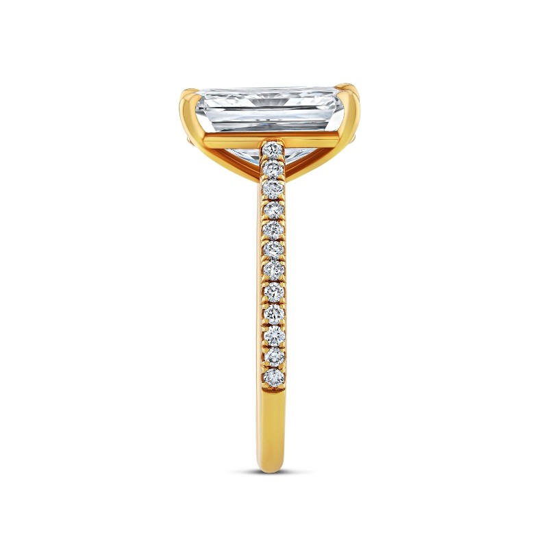 5.02 Carat Radiant Diamond Ring with Pave Band