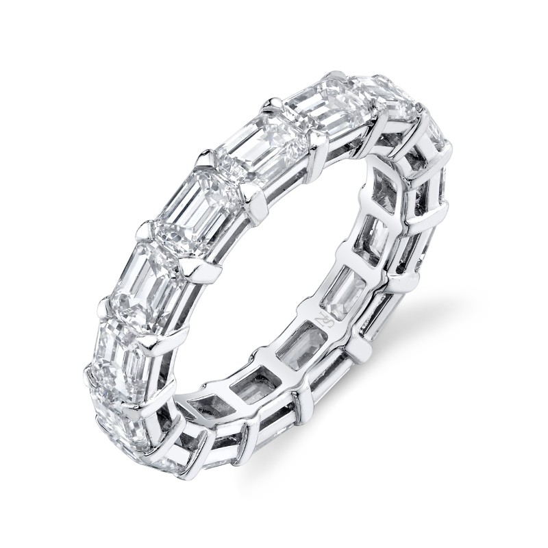 East West Emerald Cut Diamond Eternity Band