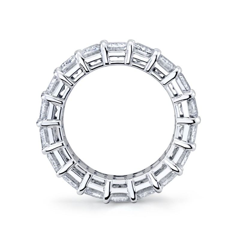 Double Row Emerald Cut Diamond Eternity Band
