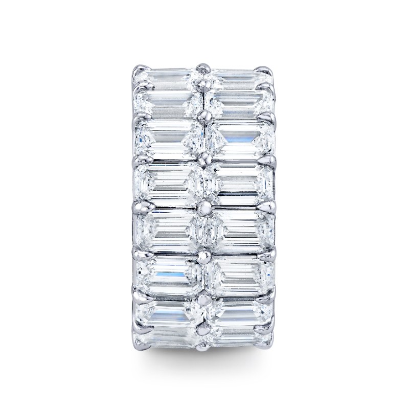 Double Row Emerald Cut Diamond Eternity Band