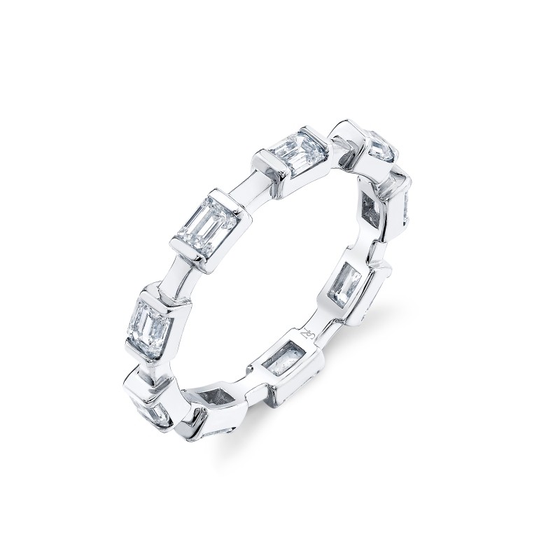 Emerald Cut Diamond Bar Eternity Band
