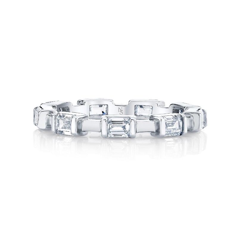 Emerald Cut Diamond Bar Eternity Band