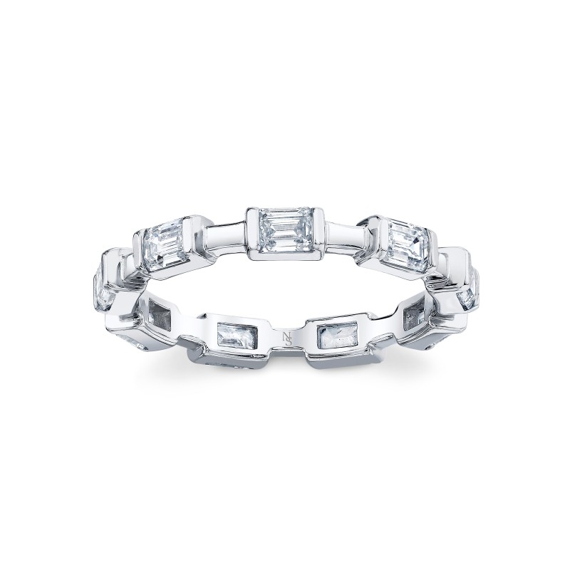 Emerald Cut Diamond Bar Eternity Band