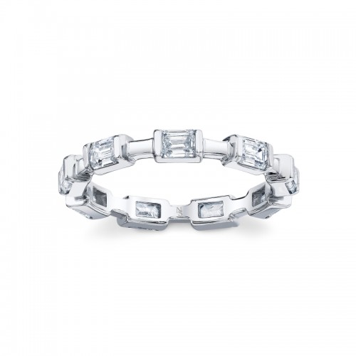 Emerald Cut Diamond Bar Eternity Band