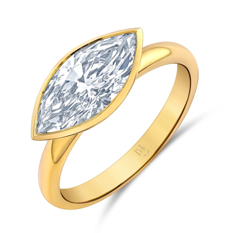 2.06 Carat East West Bezel Set Marquise Diamond Ring