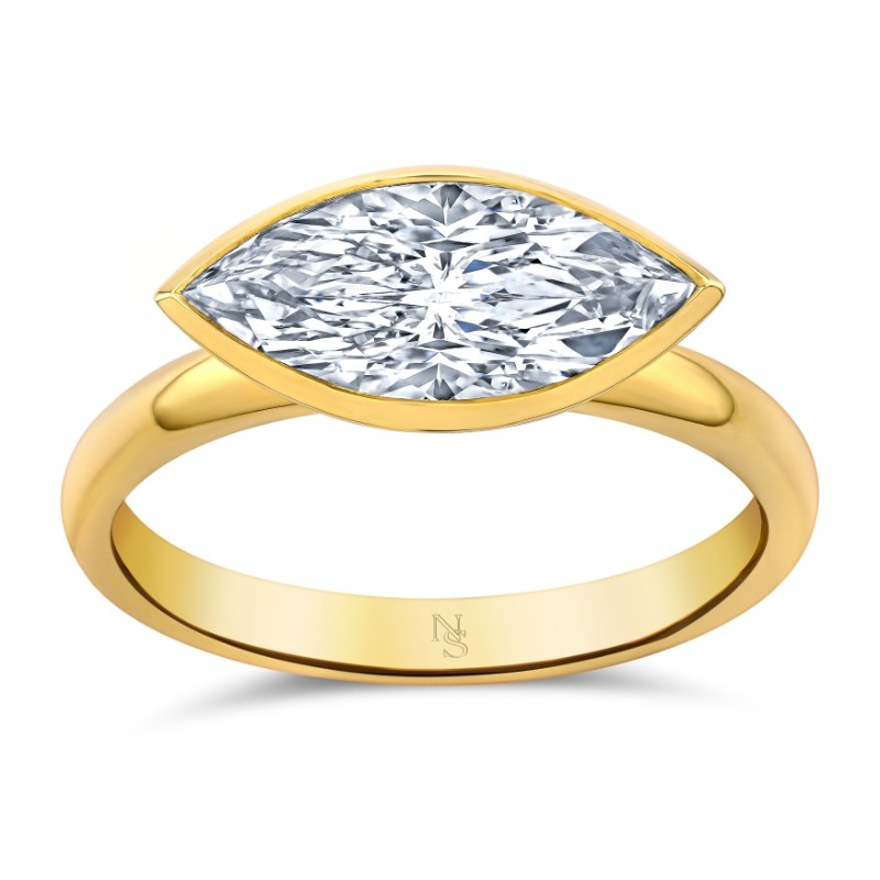 2.06 Carat East West Bezel Set Marquise Diamond Ring