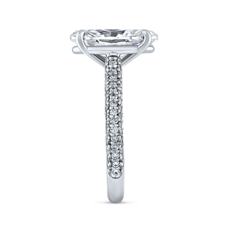 3.61 Carat Oval Diamond Ring with Pave Band