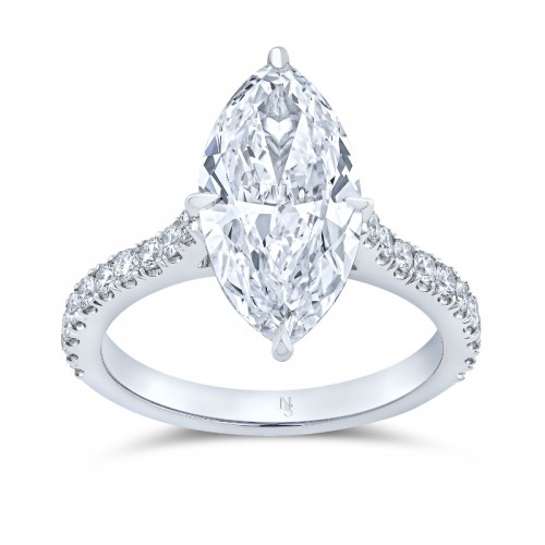 3.05 Carat Marquise Diamond ring with Accented Band