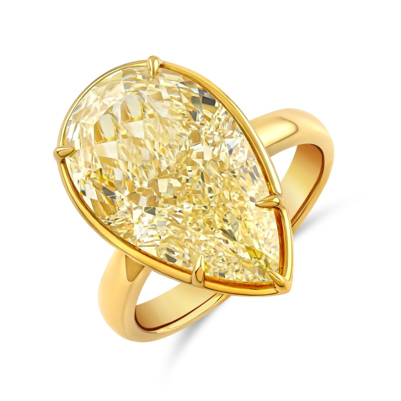 10.02 Carat Fancy Yellow Pear Shaped Solitaire Ring