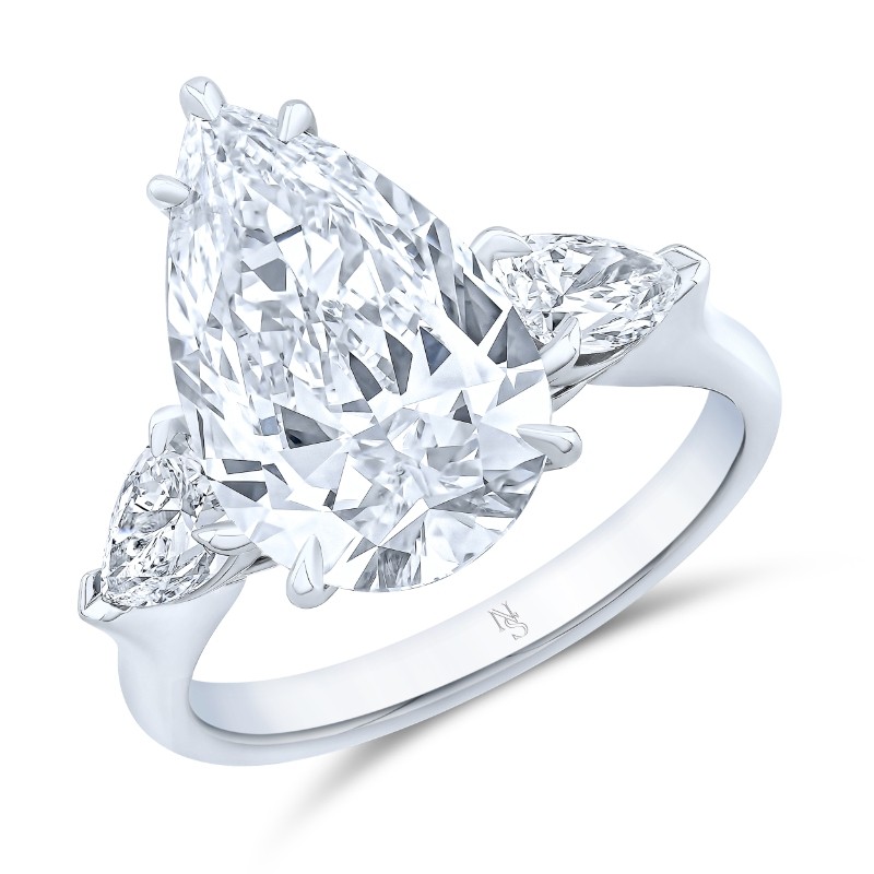 4.59 Carat Pear Diamond 3-Stone Ring