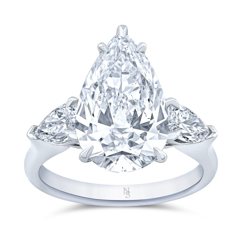 4.59 Carat Pear Diamond 3-Stone Ring
