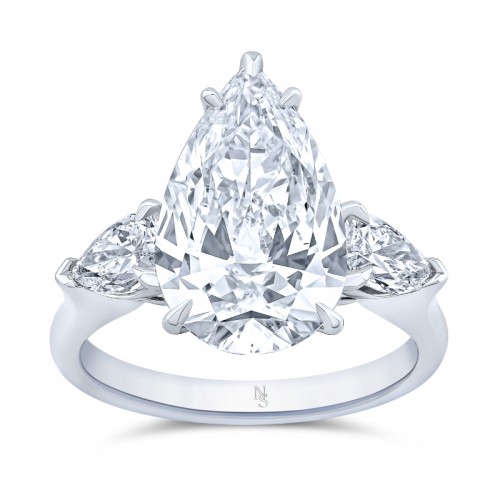 4.59 Carat Pear Diamond 3-Stone Ring