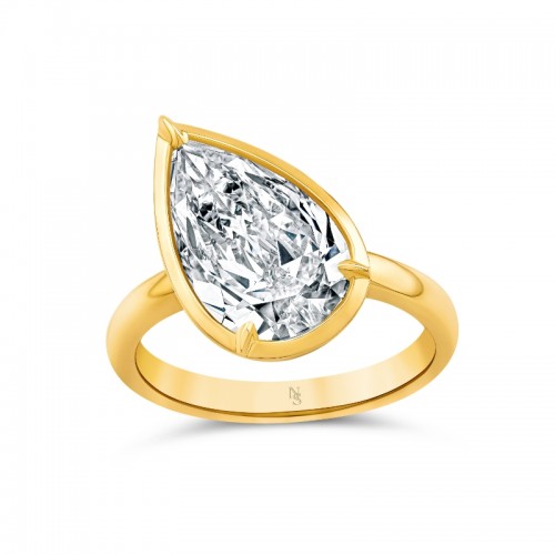 3.98 Carat Tilted Pear Diamond Solitaire Ring
