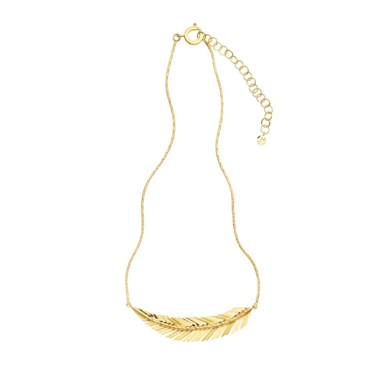 18k Yellow Gold Medium Feather Necklace