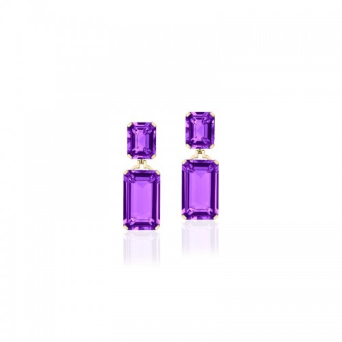 18K Yellow Gold Gossip Collection Emerald Cut Double Drop Earrings