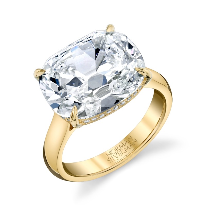 9.18 Carat East West Cushion Diamond Ring