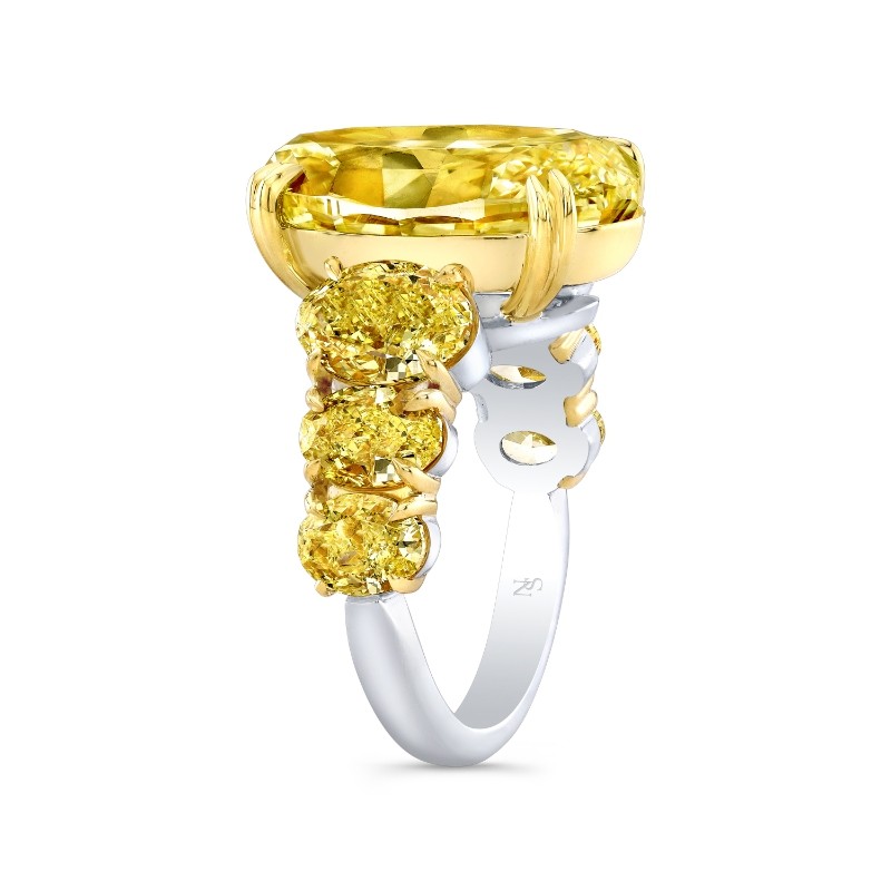 10.03 Fancy Yellow Oval Diamond 7-stone Ring