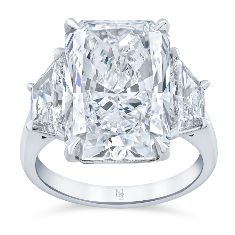 10.07 Carat Radiant 3-Stone Diamond Ring