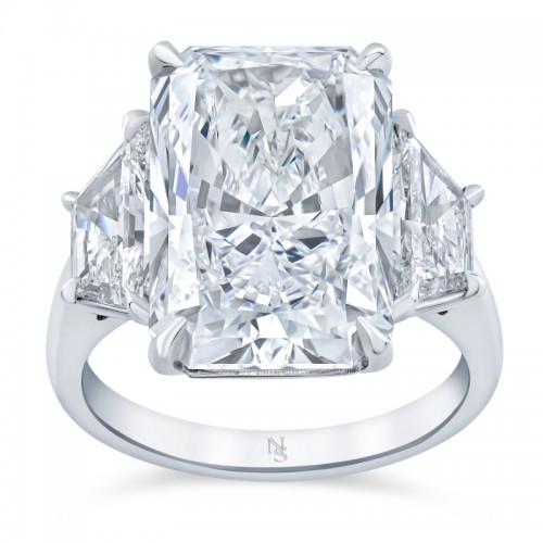 10.07 Carat Radiant 3-Stone Diamond Ring