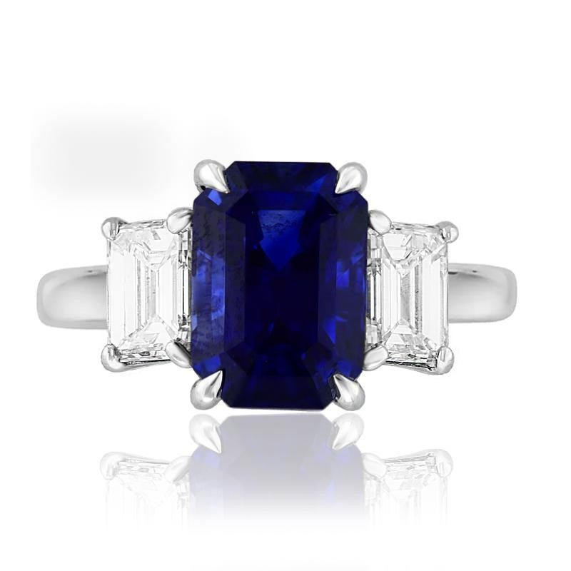 Platinum Blue Ceylon Diamond Ring
