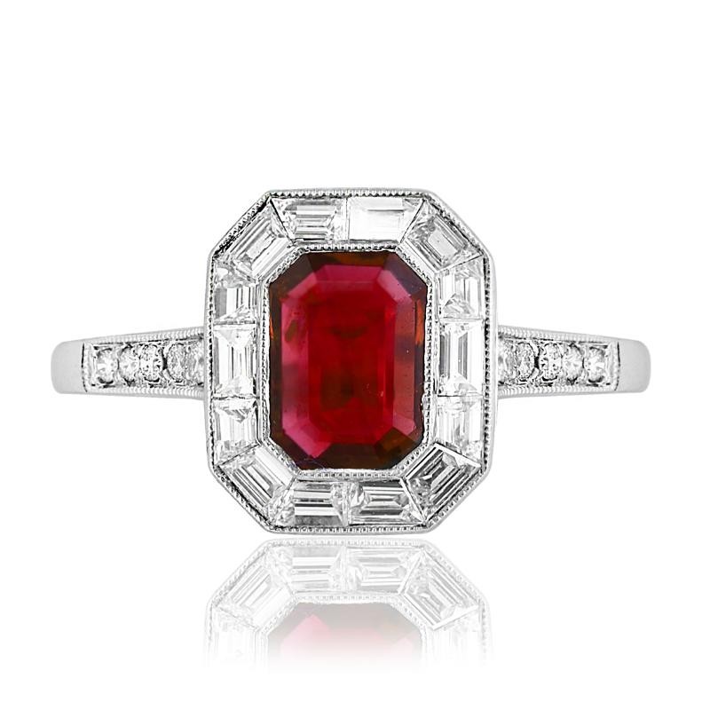 Platinum Ruby Diamond Vintage Cocktail Ring