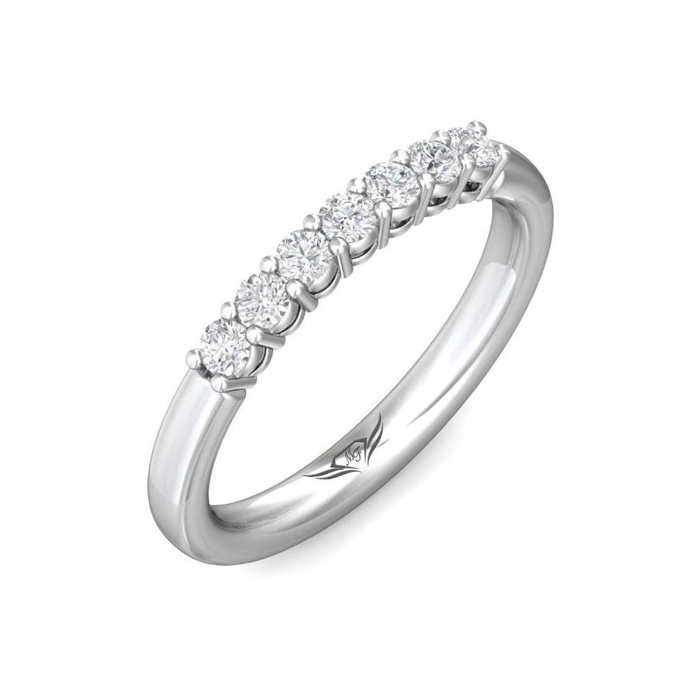 FlyerFit® 14K White Gold Shared Prong Wedding Band