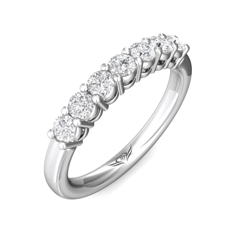 FlyerFit® 14K White Gold Shared Prong Wedding Band