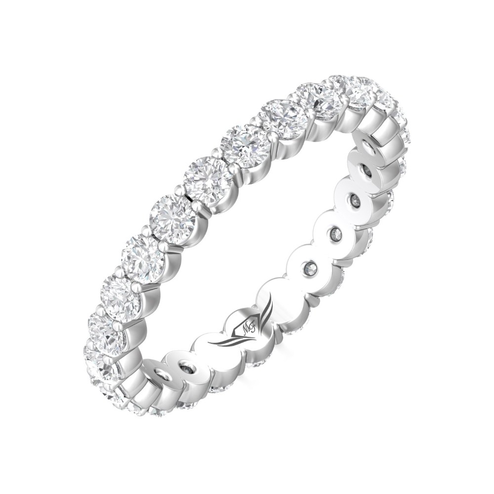 FlyerFit® 14K White Gold Eternity Wedding Band