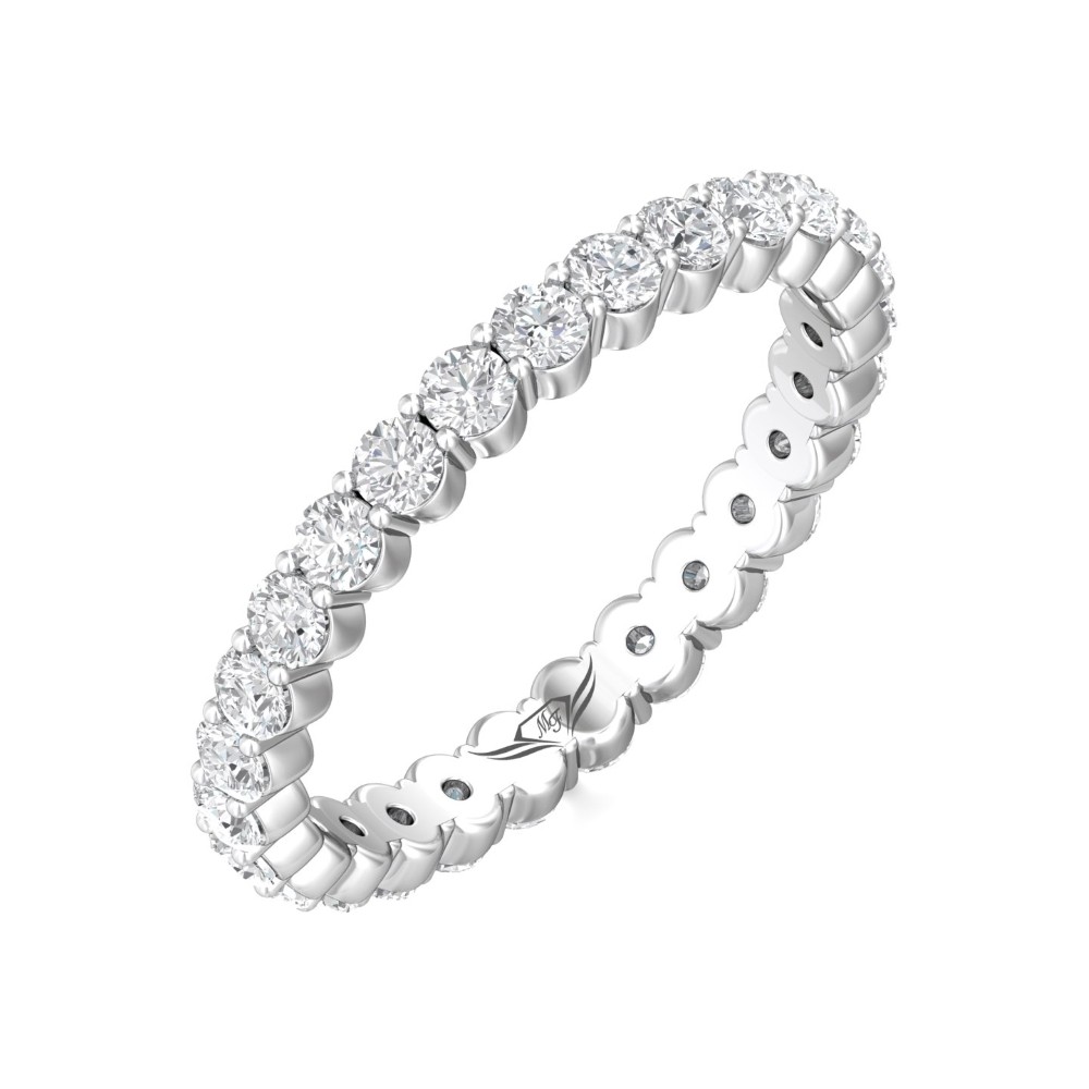 FlyerFit® 14K White Gold Eternity Wedding Band