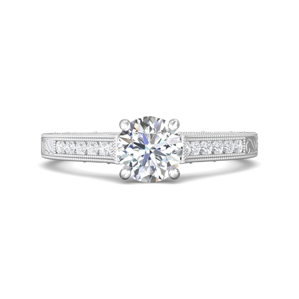 FlyerFit® 14K White Gold Vintage Engagement Ring