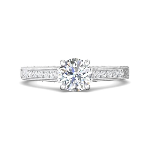 FlyerFit® 14K White Gold Vintage Engagement Ring