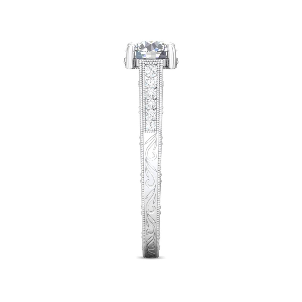 FlyerFit® 14K White Gold Vintage Engagement Ring
