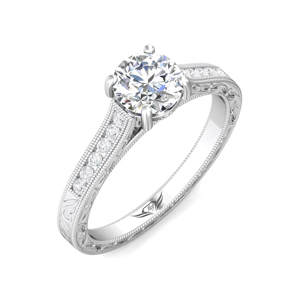 FlyerFit® 14K White Gold Vintage Engagement Ring