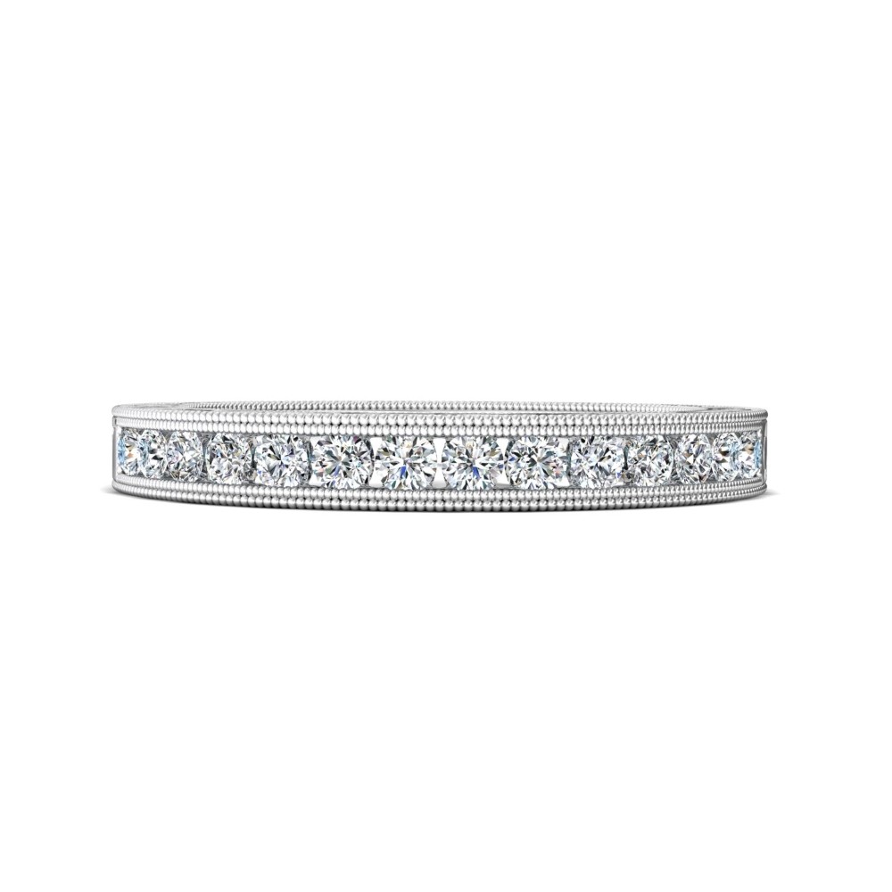 FlyerFit® 14K White Gold Vintage Wedding Band