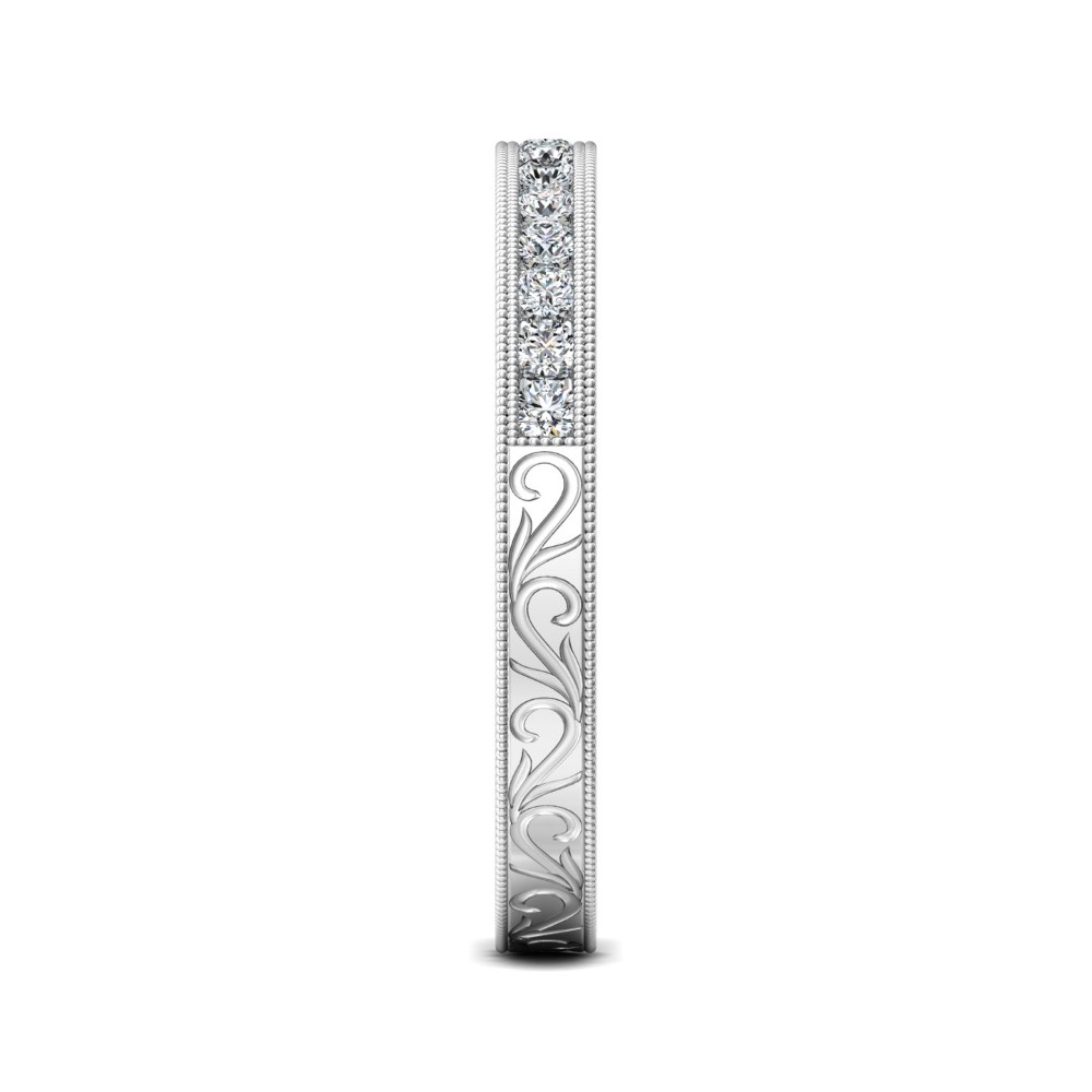 FlyerFit® 14K White Gold Vintage Wedding Band