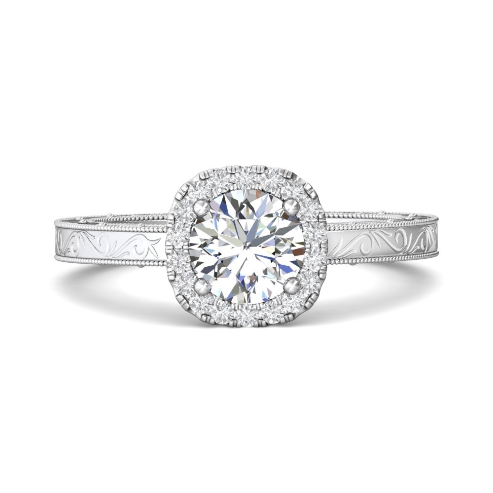 FlyerFit® 14K White Gold Vintage Engagement Ring