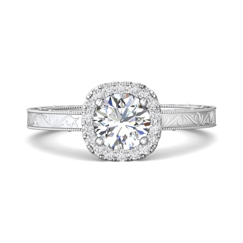 FlyerFit® 14K White Gold Vintage Engagement Ring