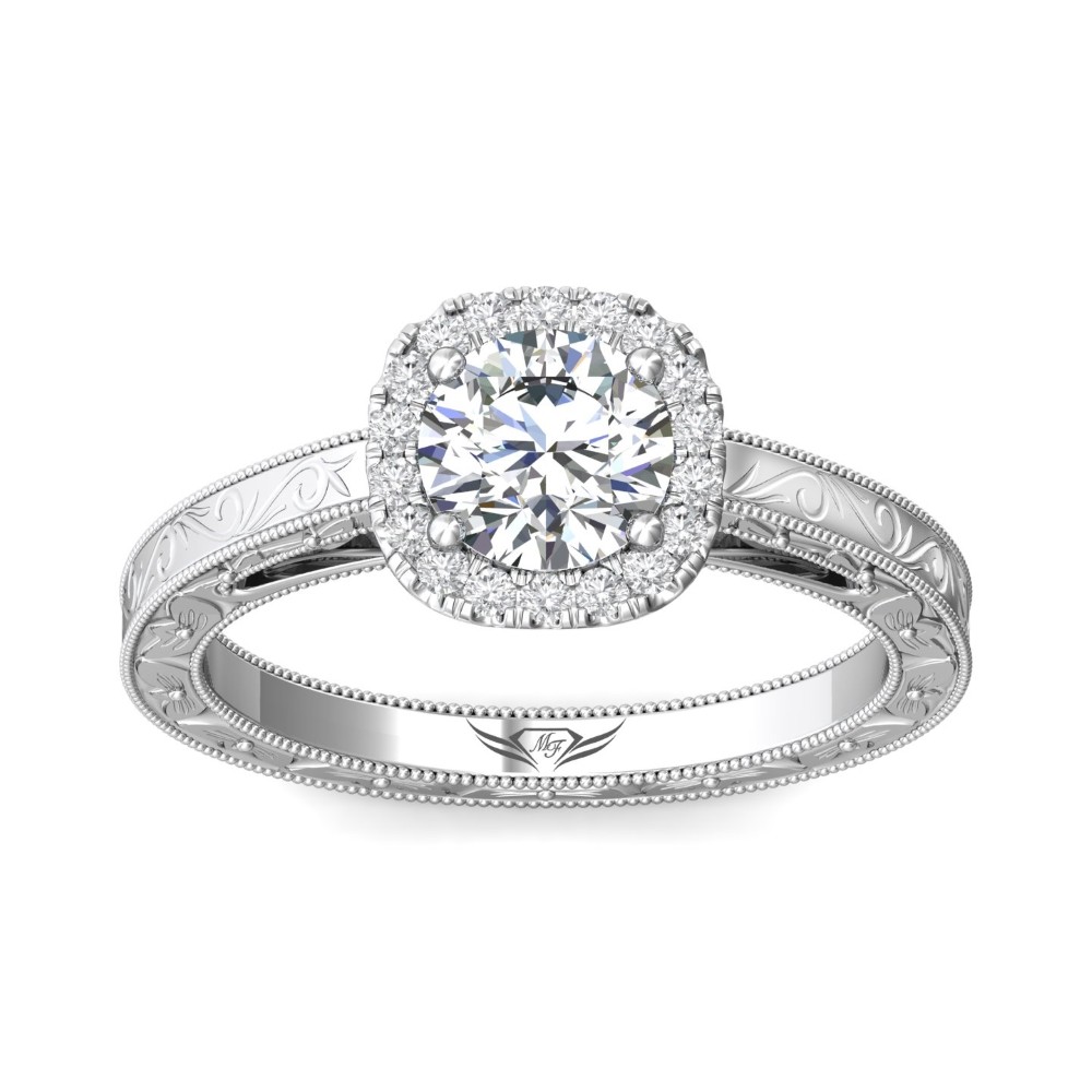 FlyerFit® 14K White Gold Vintage Engagement Ring