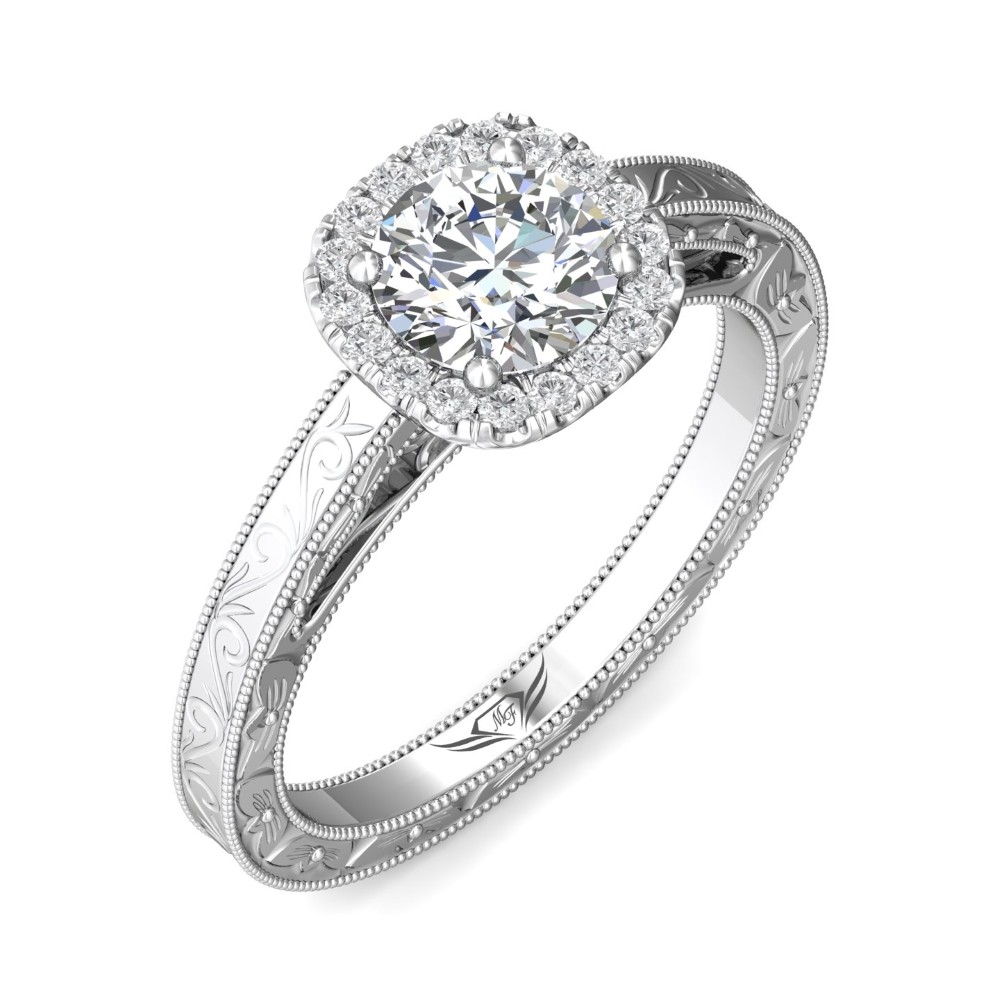 FlyerFit® 14K White Gold Vintage Engagement Ring