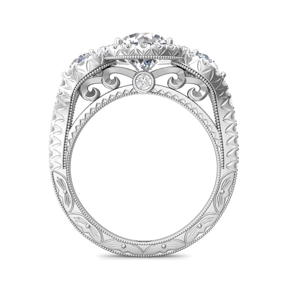FlyerFit® 14K White Gold Vintage Engagement Ring